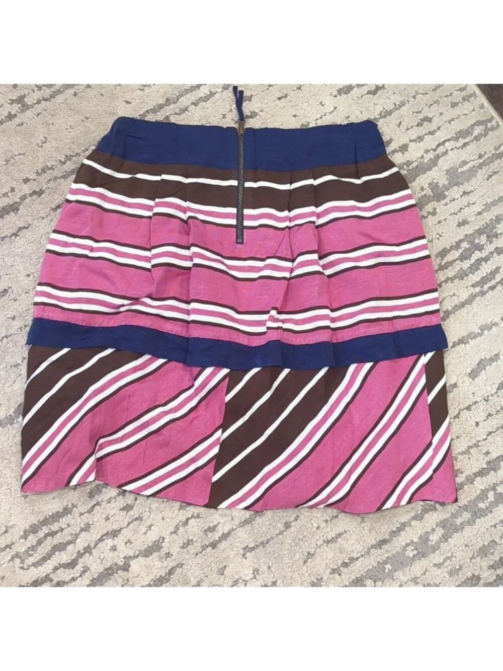 ANTHROPOLOGIE Maeve Ellery Striped Pleated Tiered Skirt with Pockets